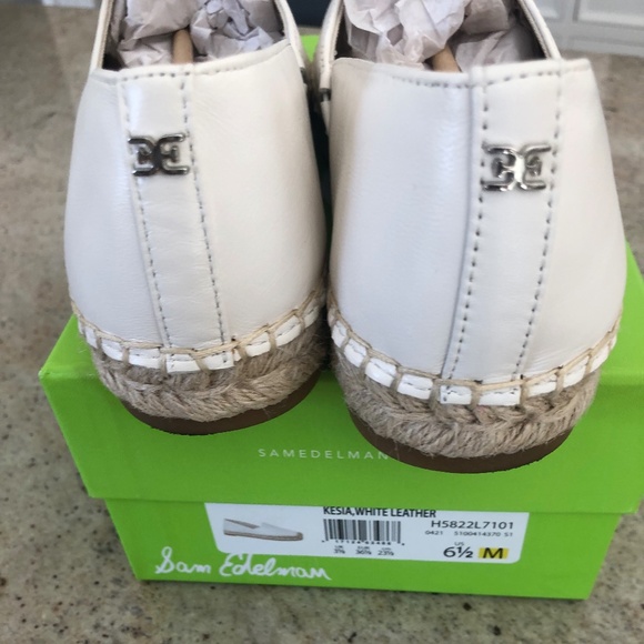 NWT Sam Edelman Keshia White Leather Espadrille Loafers Sz 6.5 M - Picture 6 of 9